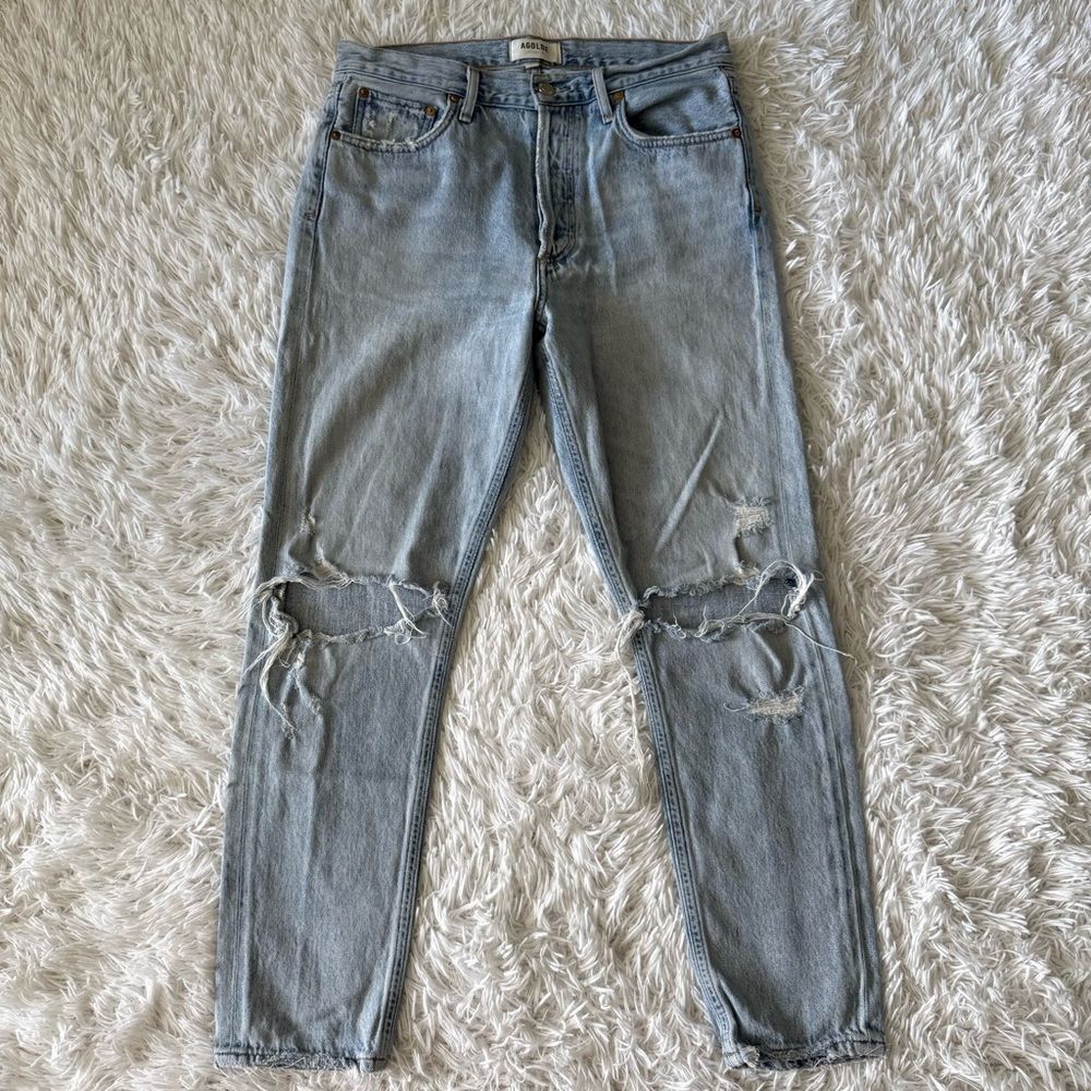AGOLDE Highrise Distressed Relaxed Fit Straight Leg Jeans Size 28